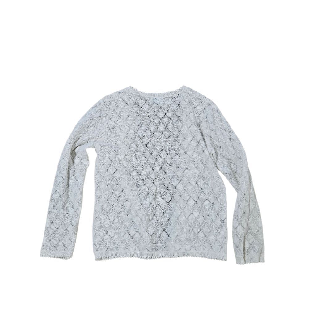 Vienna Lace Made in Japan White Pointelle Cardigan Sheer Lined L Cottagecore - Picture 3 of 10